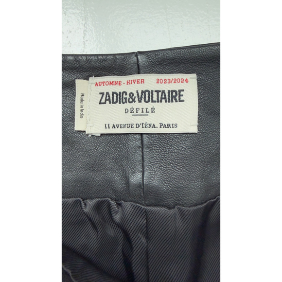 Women's Zadig & Voltaire Black Leather Asymmetrical Skirt Size 6 - Picture 8 of 9